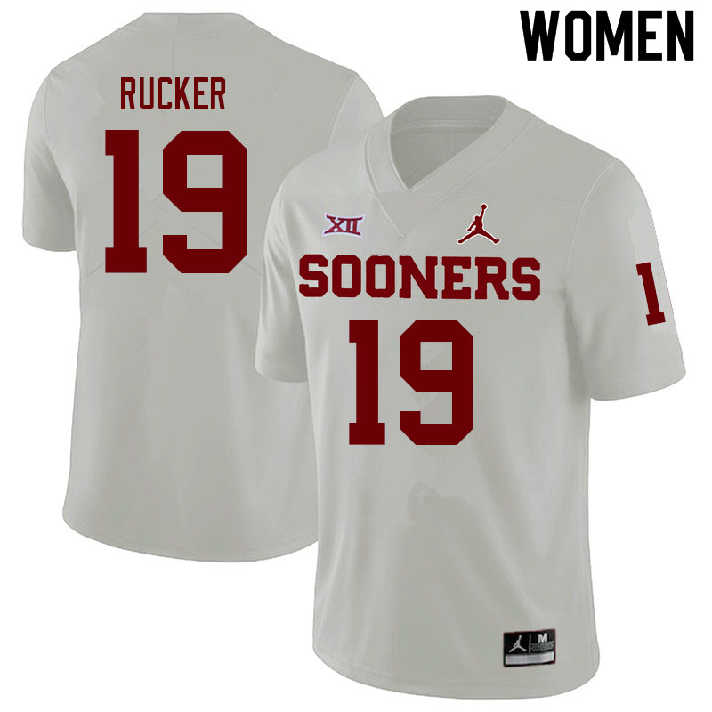 Women #19 Ralph Rucker Oklahoma Sooners College Football Jerseys Sale-White